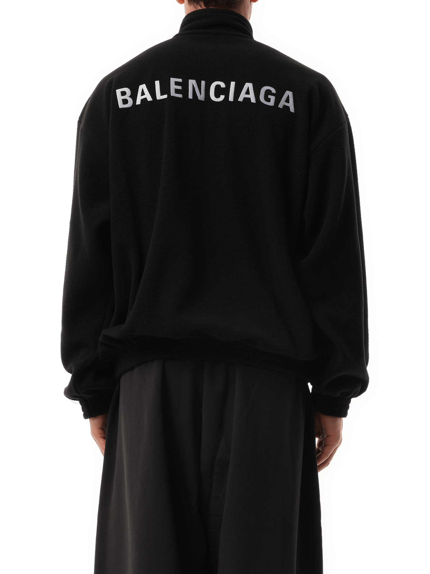 Balenciaga Fleece Zip-Up Jacket in Black/White