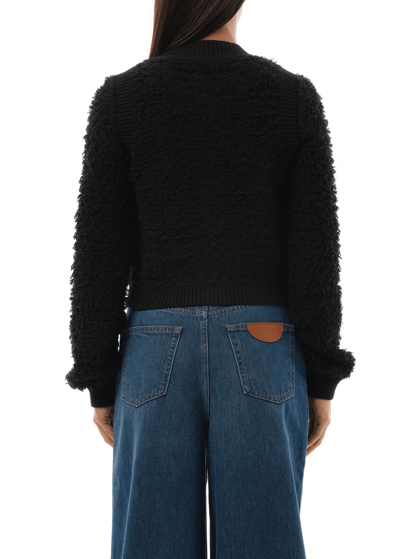 Chloe Tweed Knit Cardigan in Black