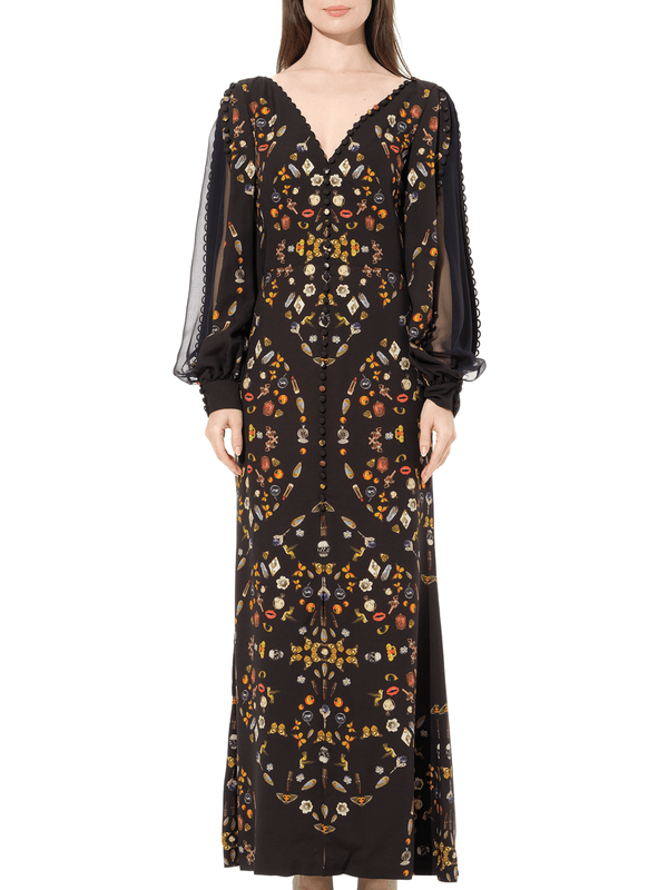 Long Sleeve Silk Dress in Black