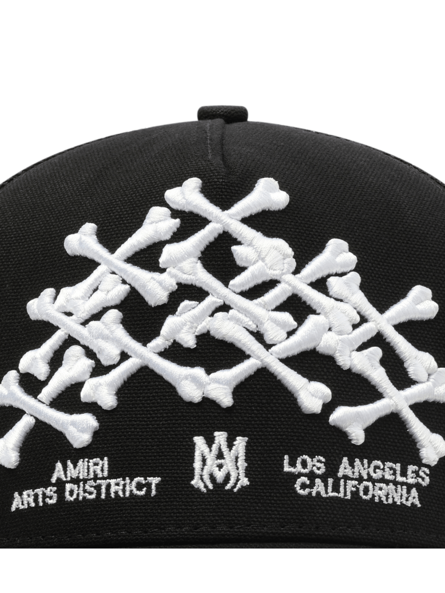 Amiri Bones Stacked Trucker Hat in Black