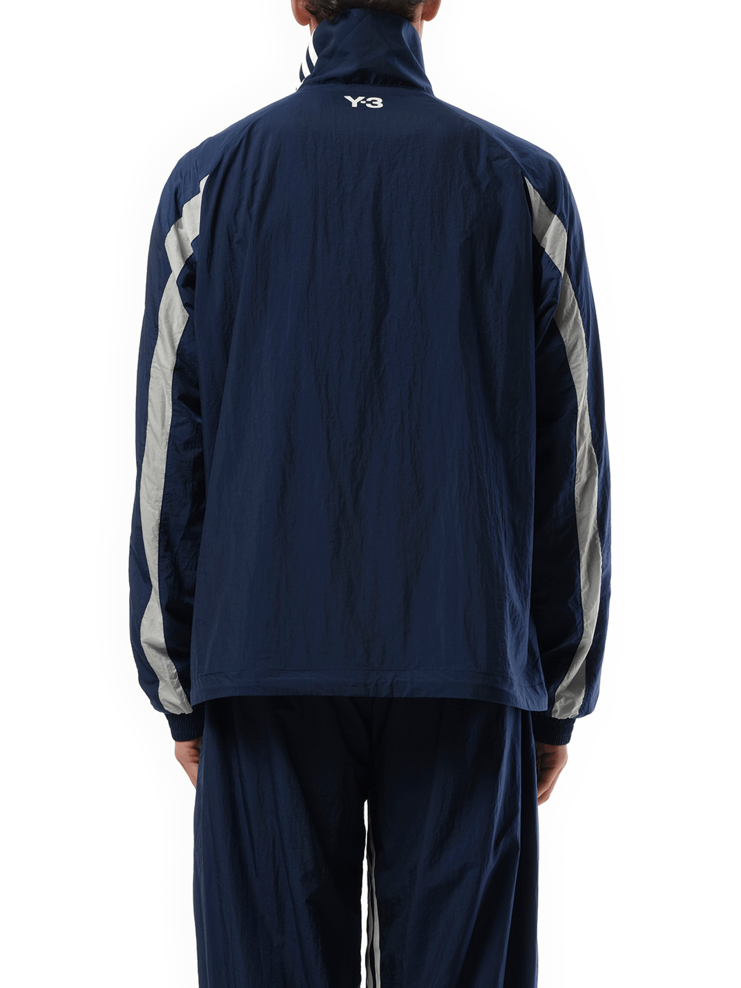 Y-3 3 Stripe Nylon Jacket in Dark Blue