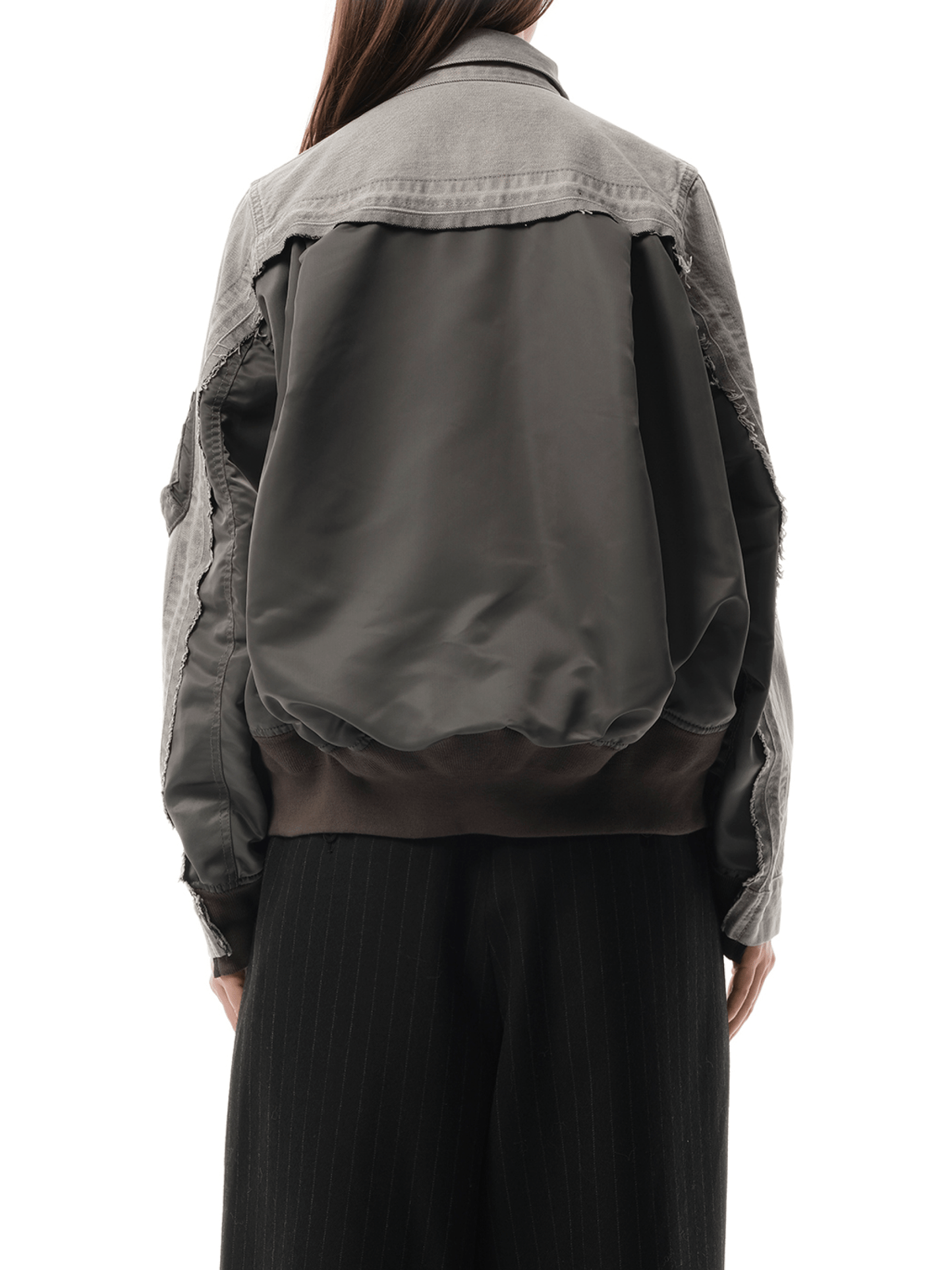 Sacai Denim x Nylon Twill Jacket in Gray