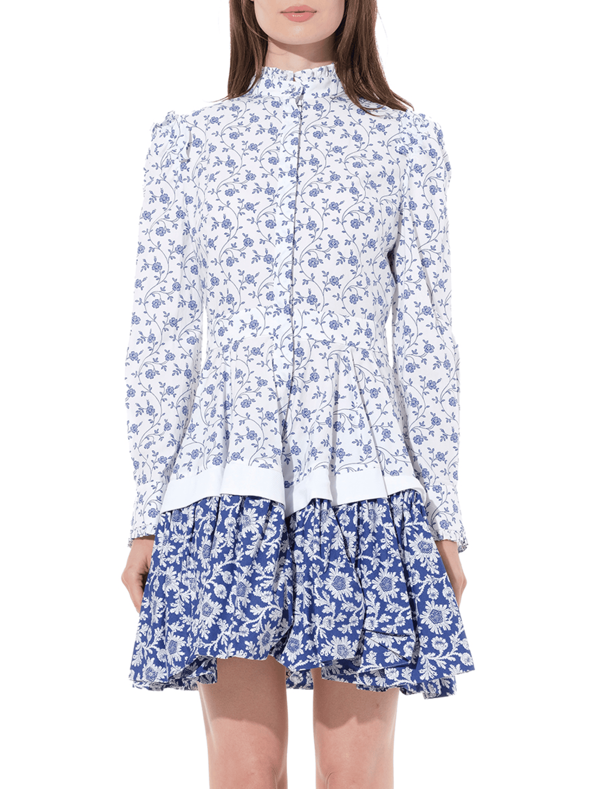 Victorian Floral Mini Dress in White