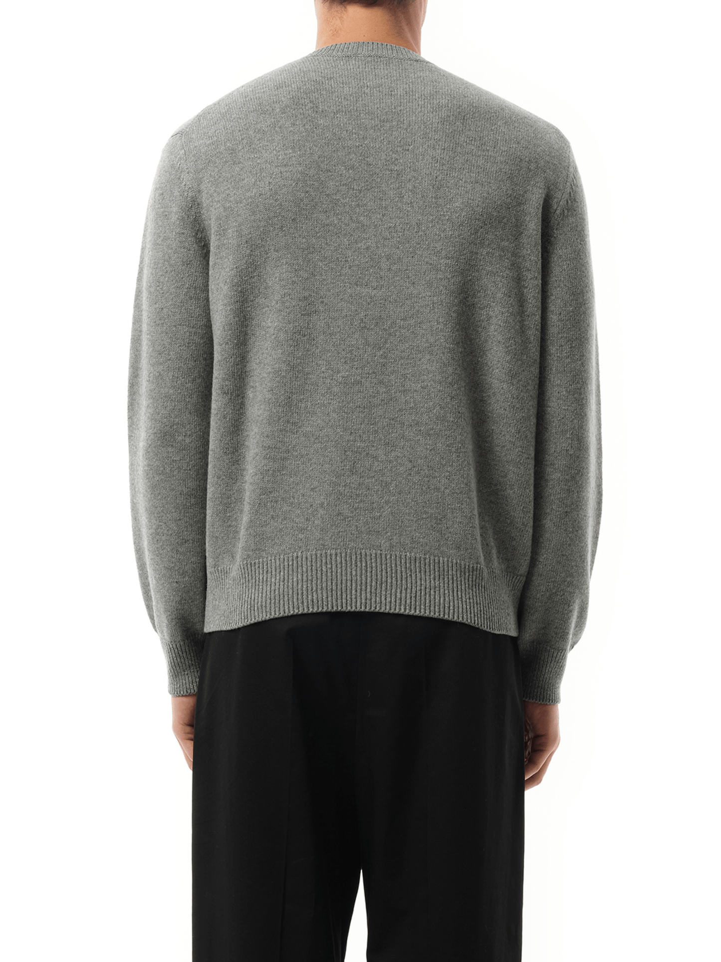 Loewe Anagram Embroidered Knit Sweater in Grey Melange