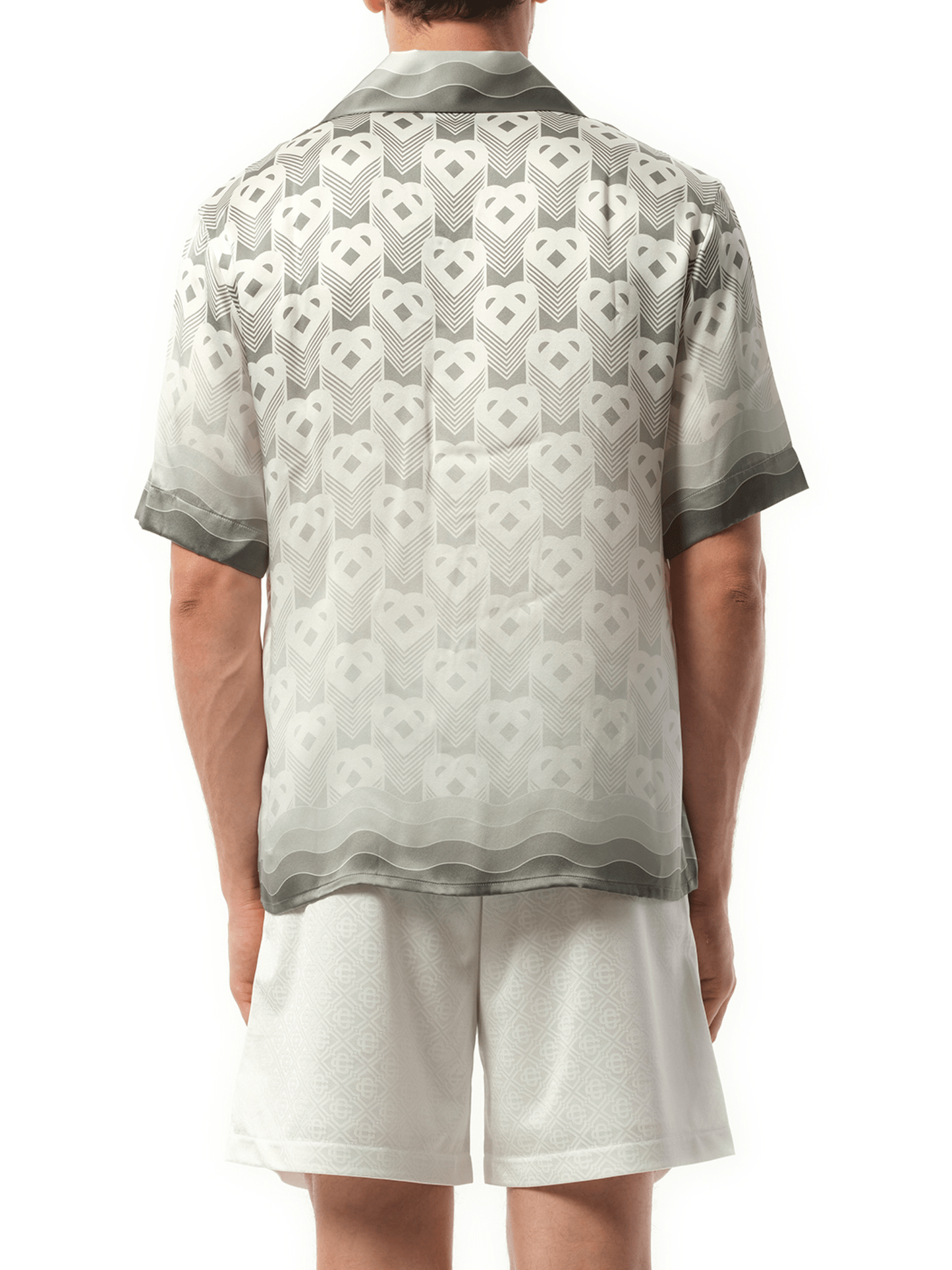 Casablanca Graident Heart Monogram Cuban Collar Shirt in Grey