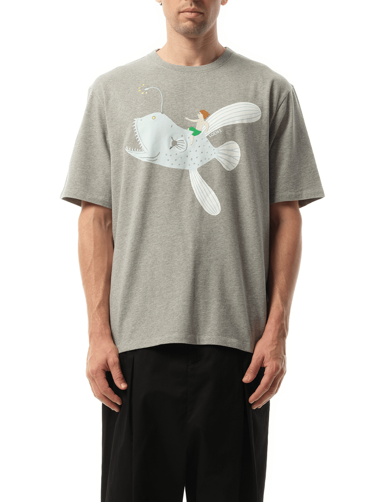 Loewe Suna Fujita Anglerfish T-Shirt in Grey Melange