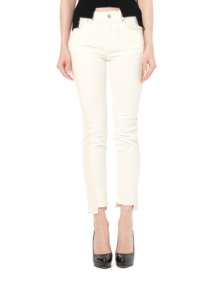 Patch Denim Pants in Ecru