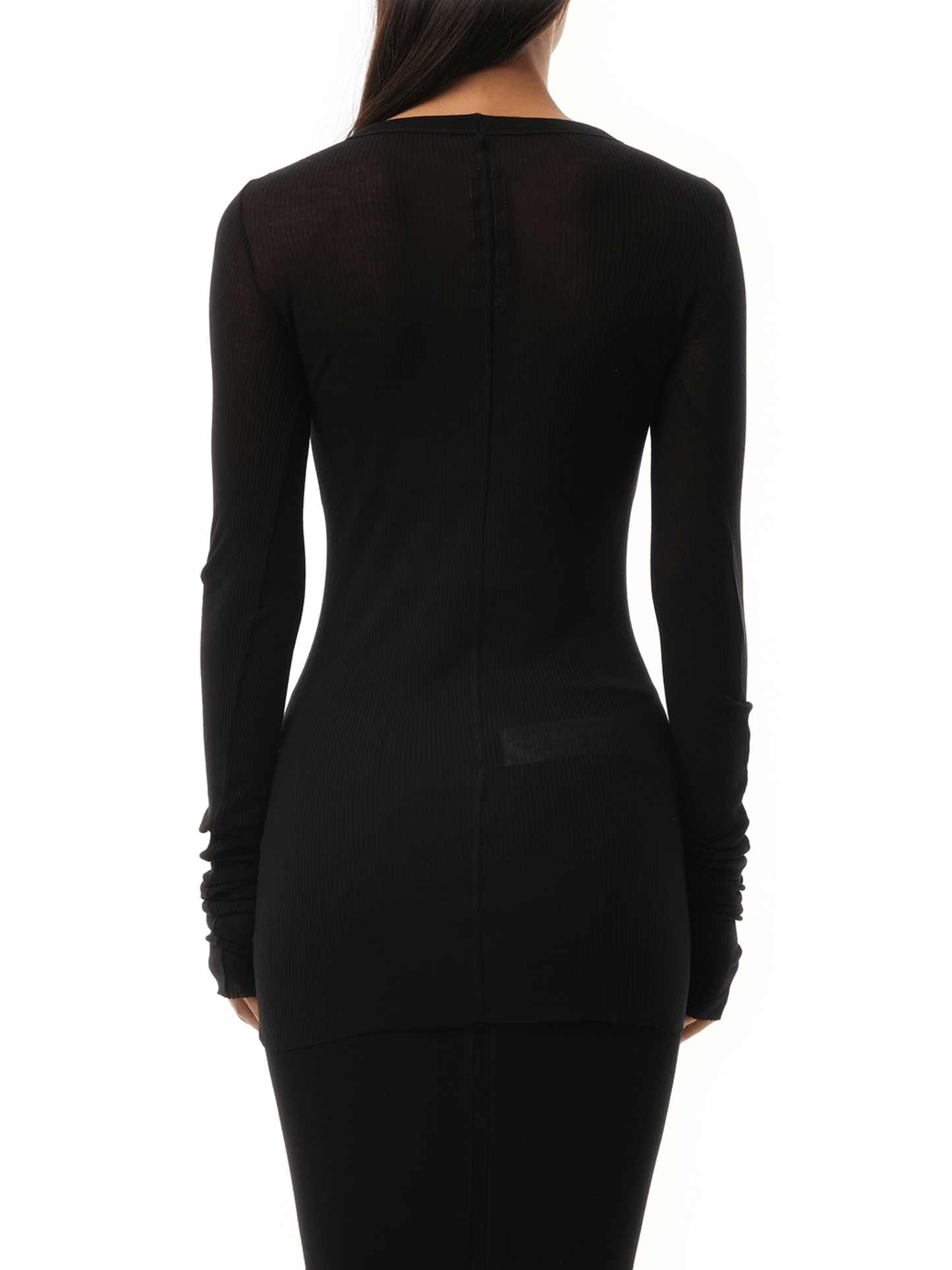 Rick Owens Rib Long Sleeve T-Shirt in Black