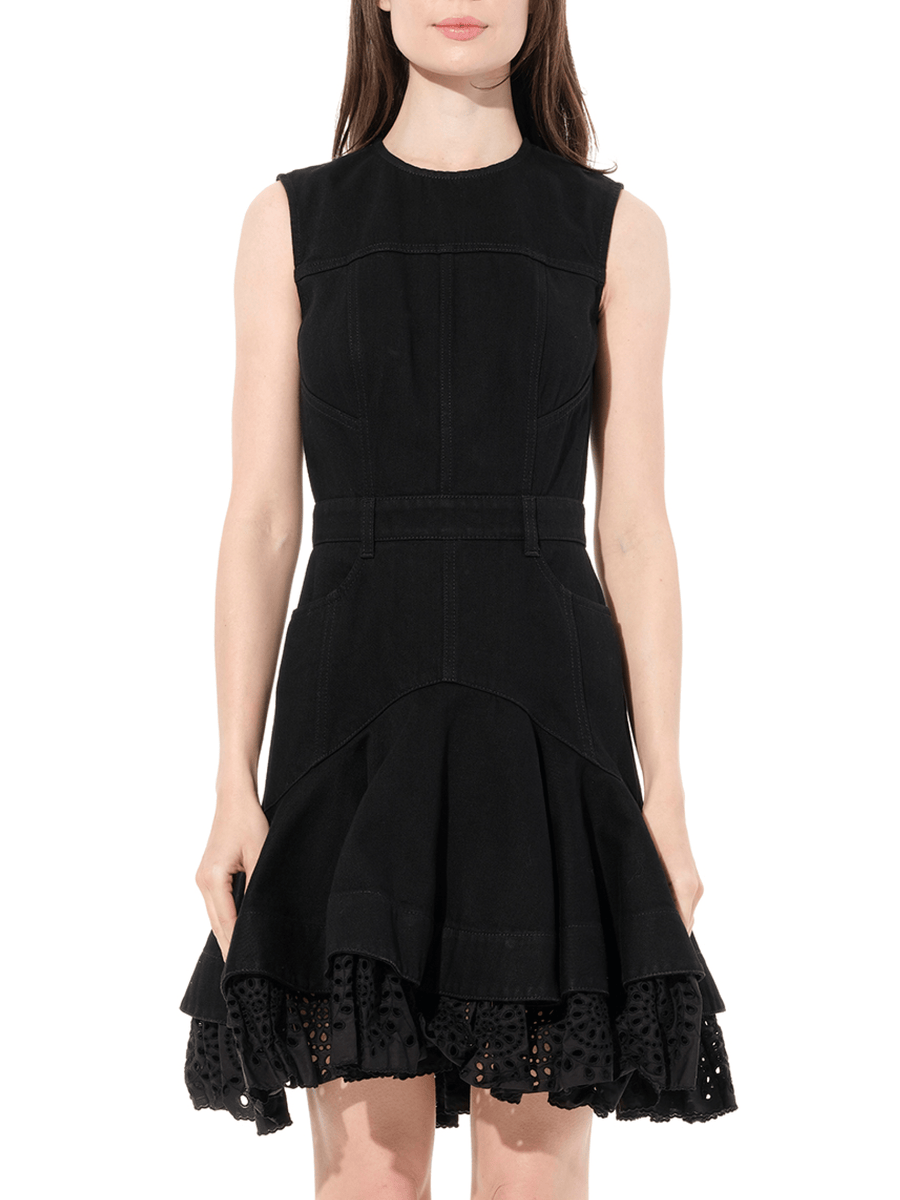 Mini Denim Dress in Black