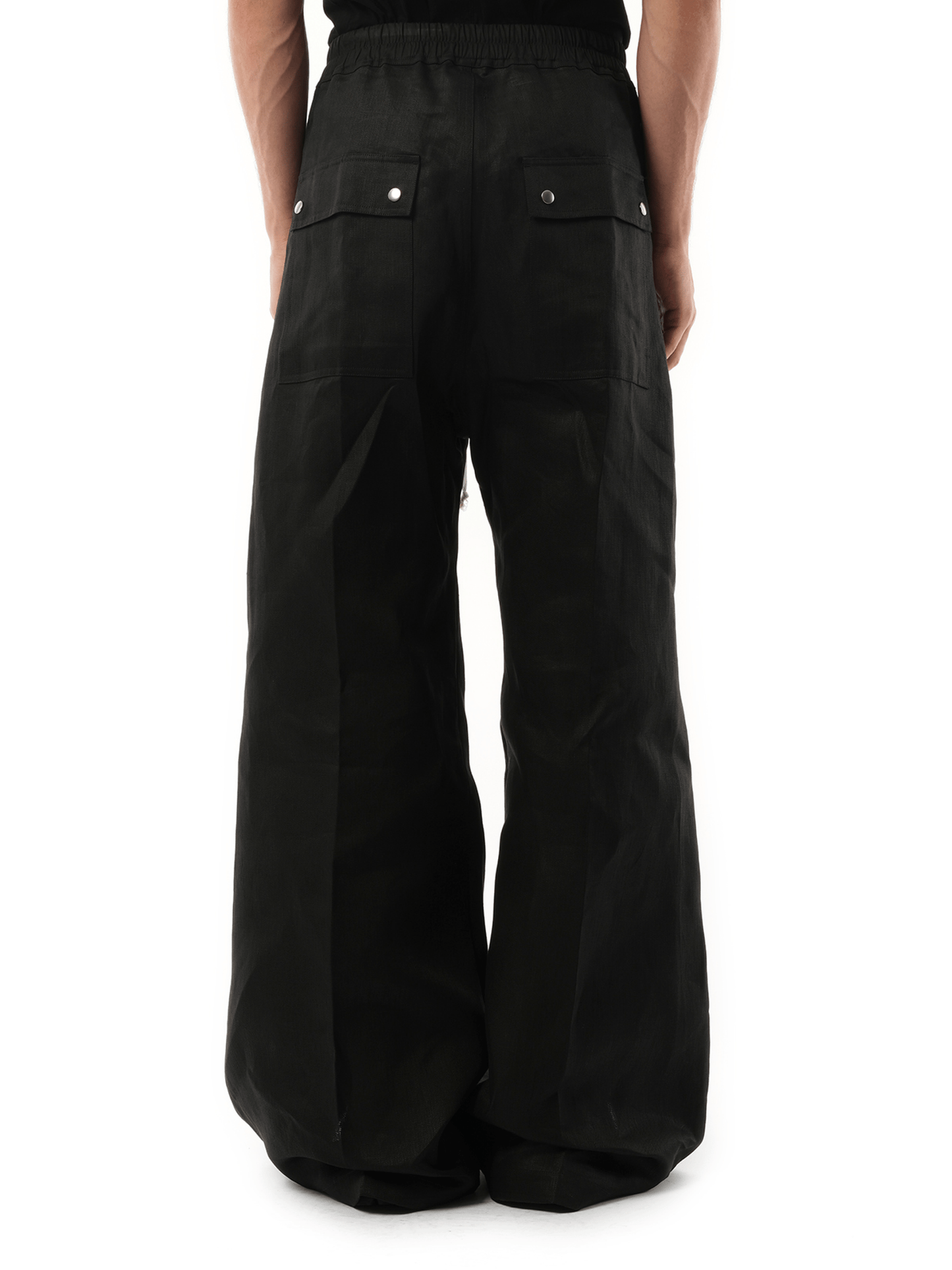 Rick Owens Linen Wide Bela Pants in Black