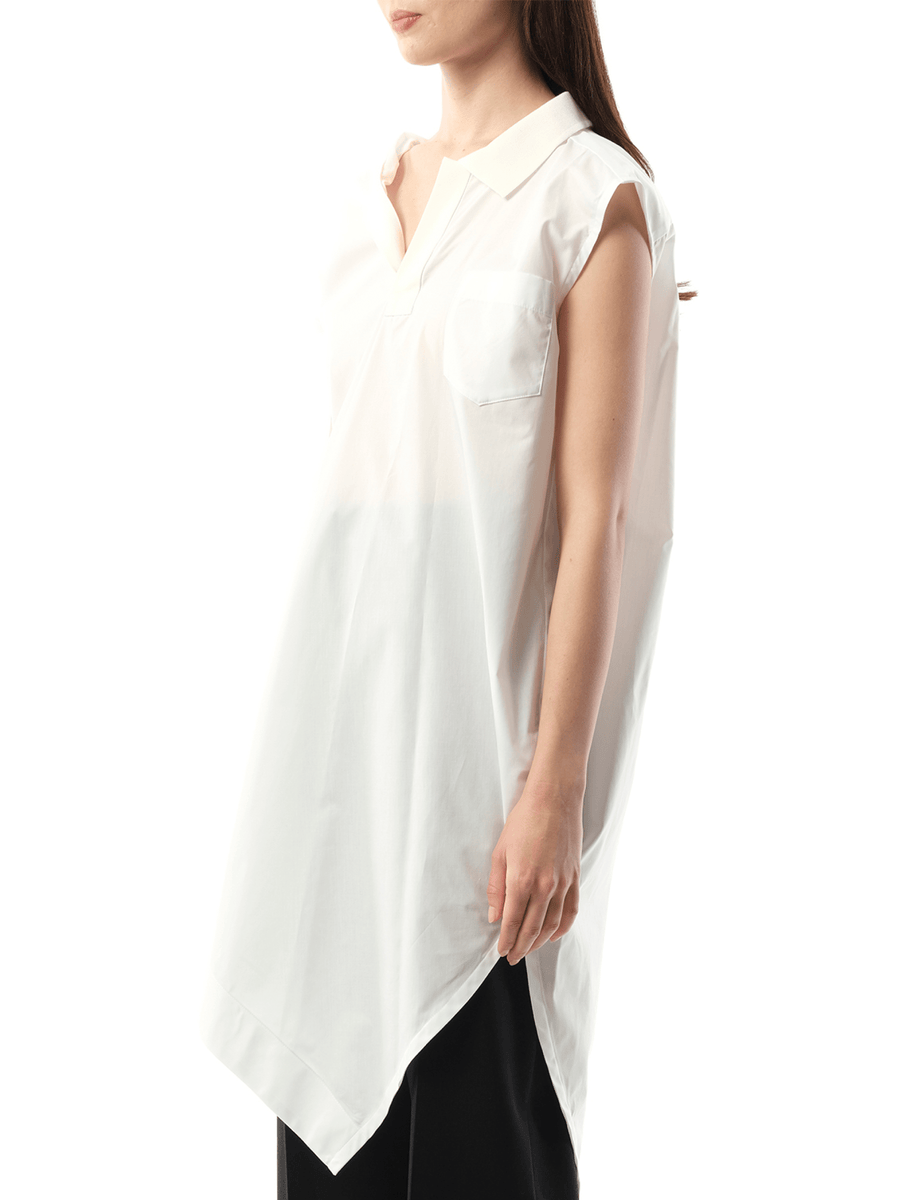 Cotton Poplin Polo Shirt in Off White