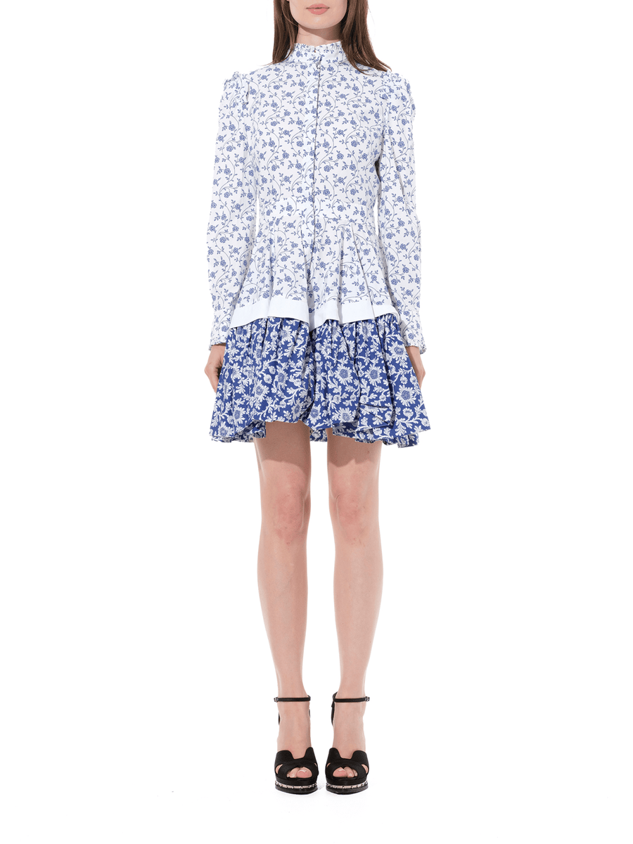 Victorian Floral Mini Dress in White