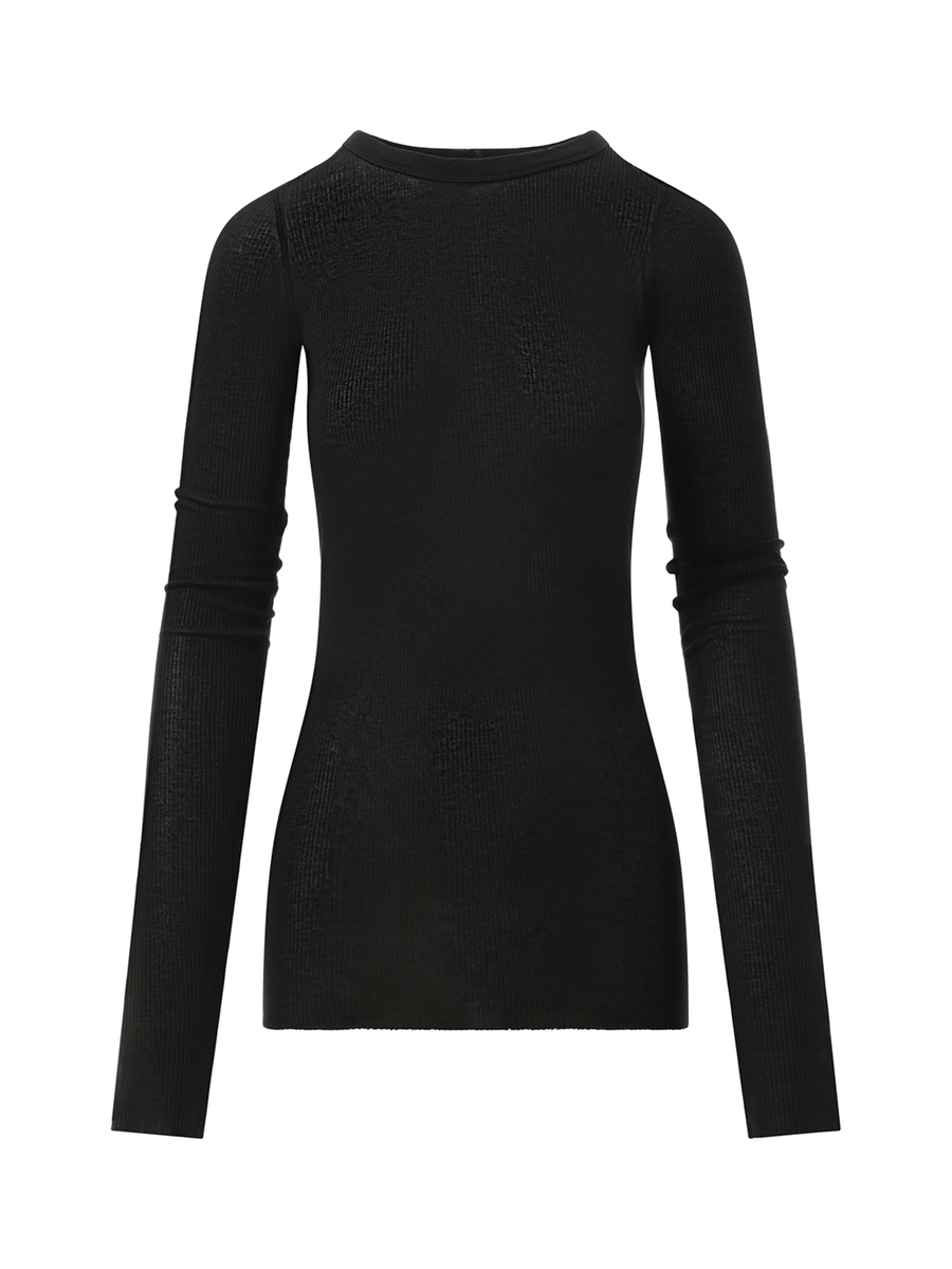 Rick Owens Rib Long Sleeve T-Shirt in Black