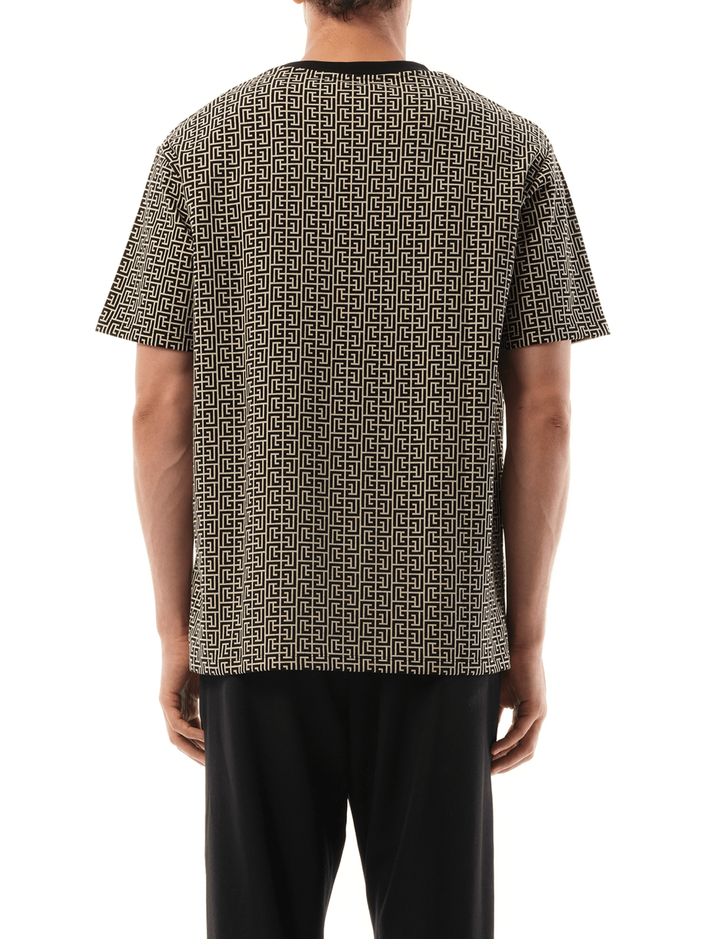 Balmain Monogram Couture Label T-Shirt in Ivory/Black