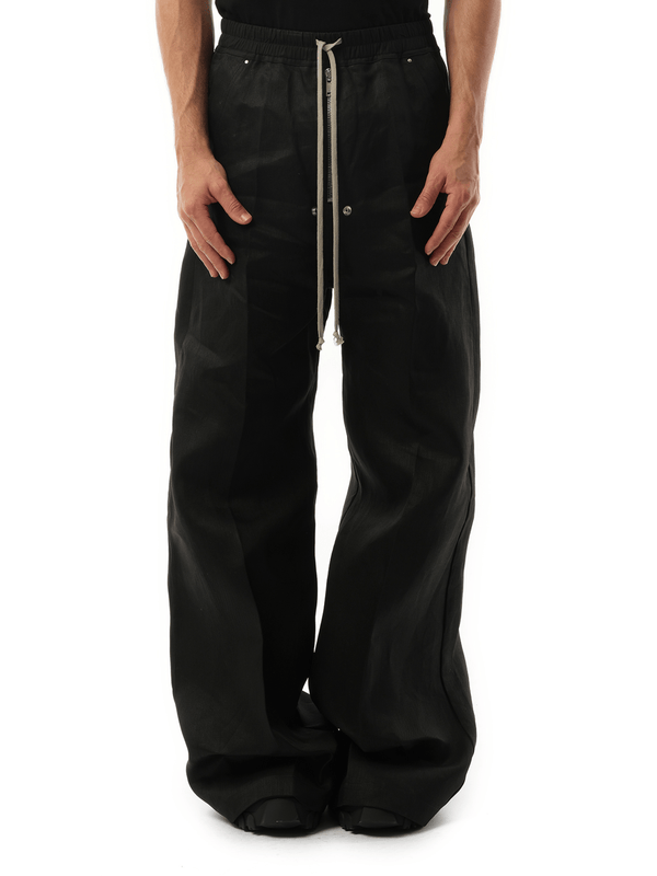 Rick Owens Linen Wide Bela Pants in Black