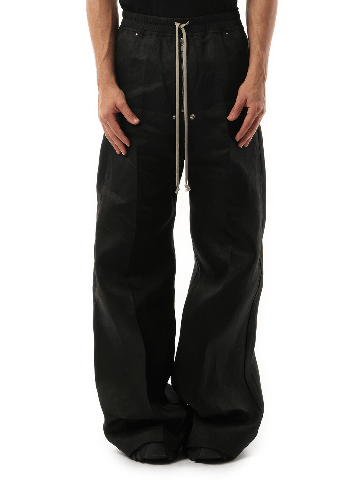Rick Owens Linen Wide Bela Pants in Black