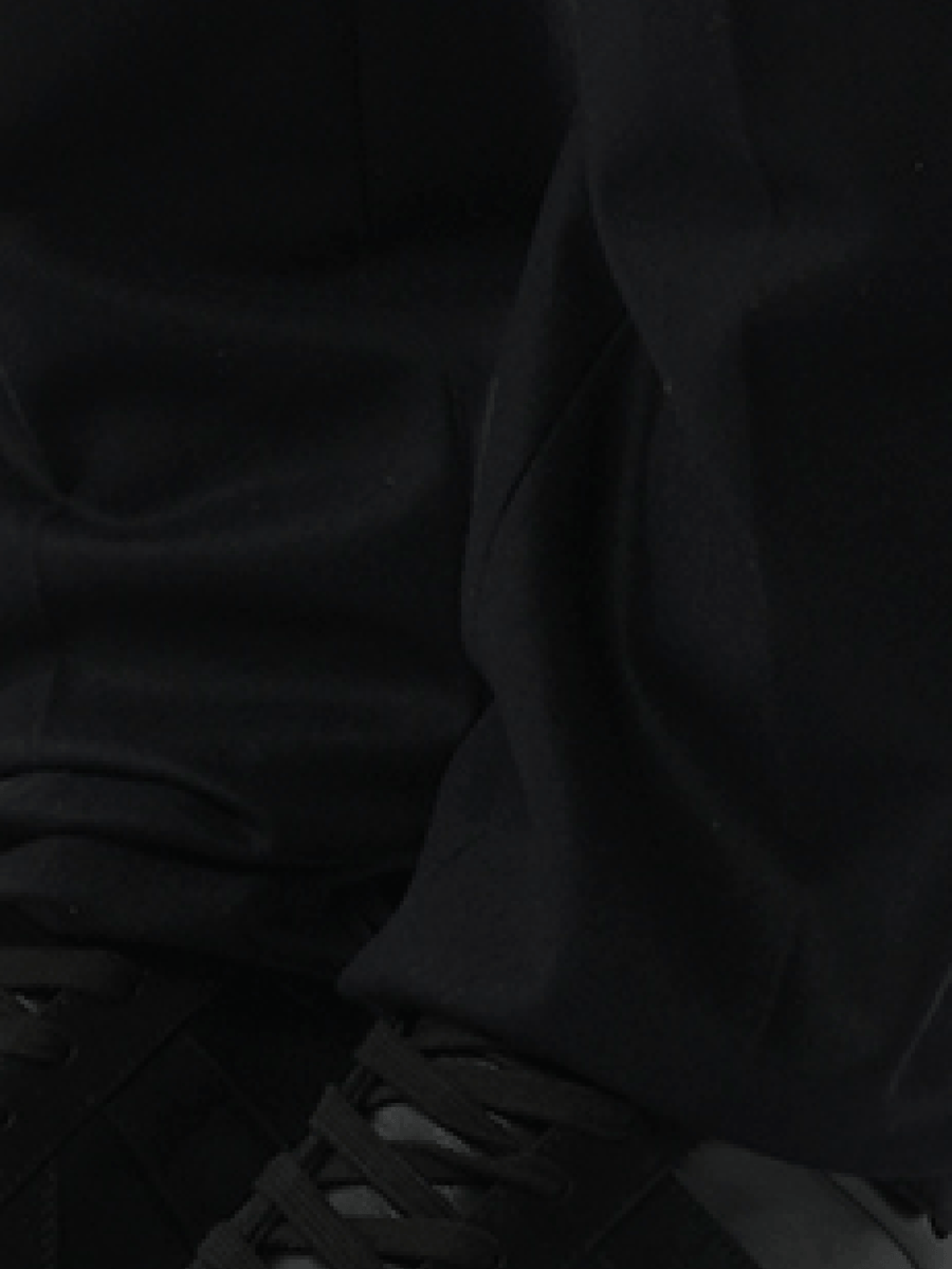 Trousers in Black with Purple Stripe