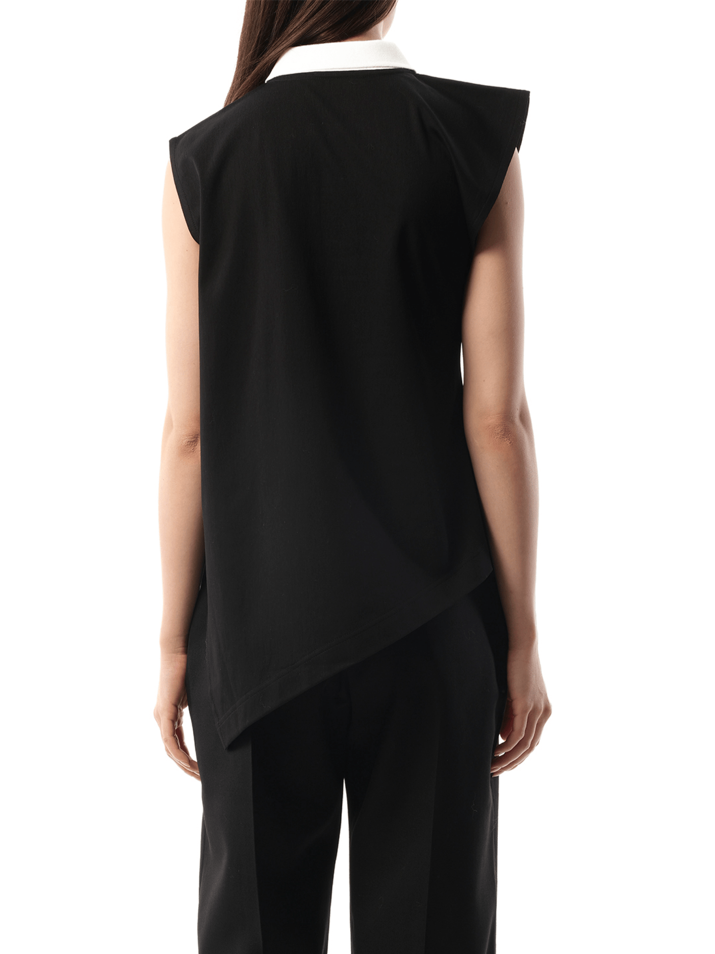 Cotton Poplin x Cotton Jersey Polo in Black