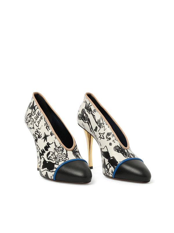 Print V Neck Pump in Multicolor Front View | LANVIN