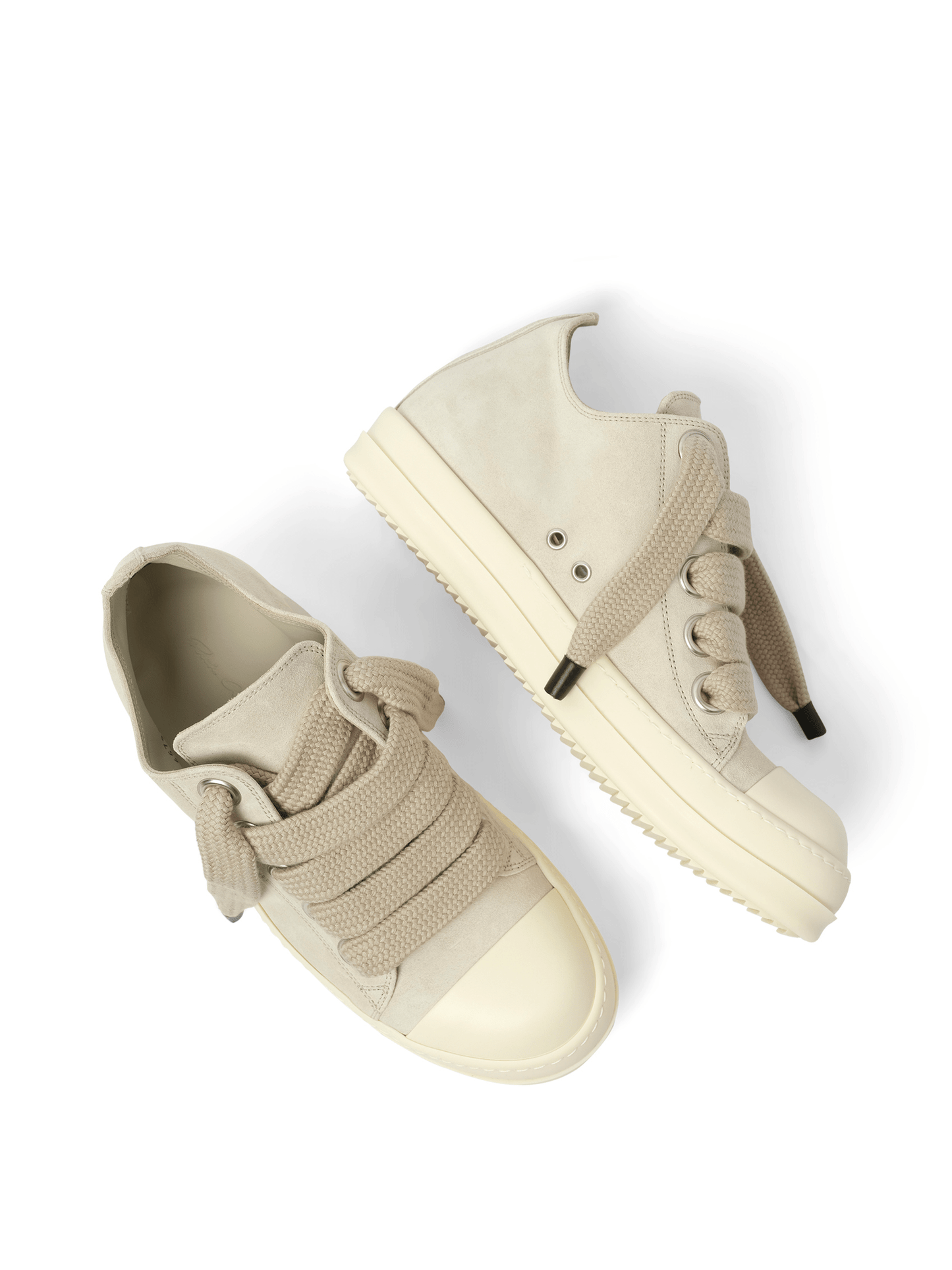 Rick Owens Jumbolaced Low Sneaks in Black/Milk/Milk