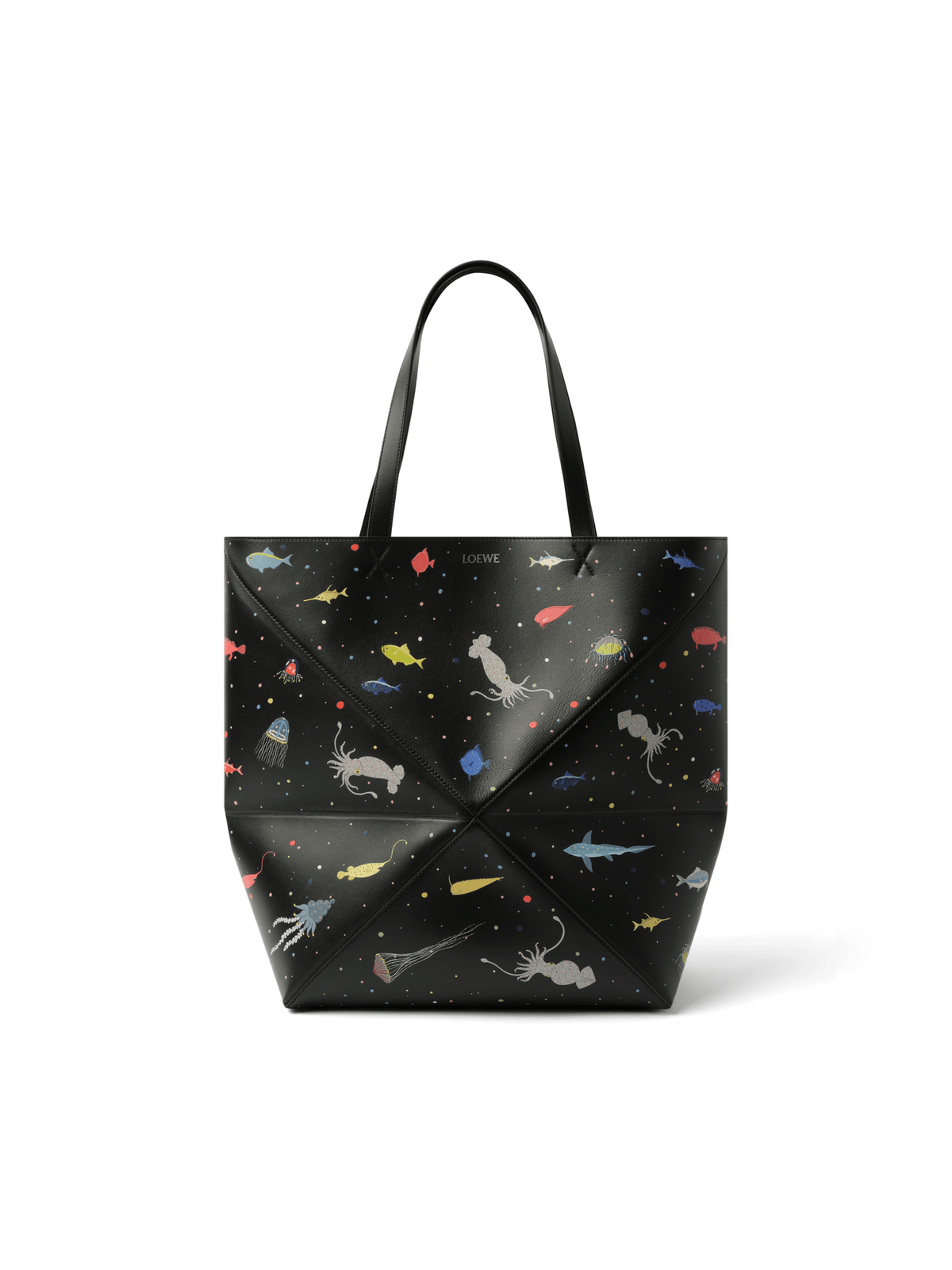 Loewe Suna Fujita Deep Sea Puzzle Fold Tote XL in Black