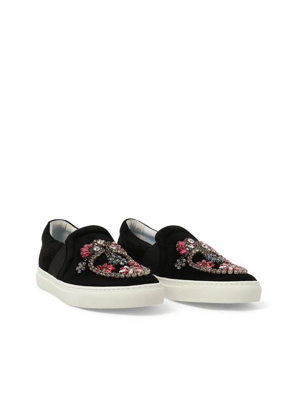 Emb Slip On Sneaker in Black Front View | LANVIN