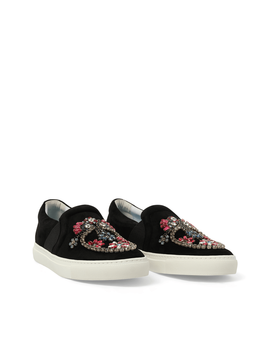 Emb Slip On Sneaker in Black Front View | LANVIN