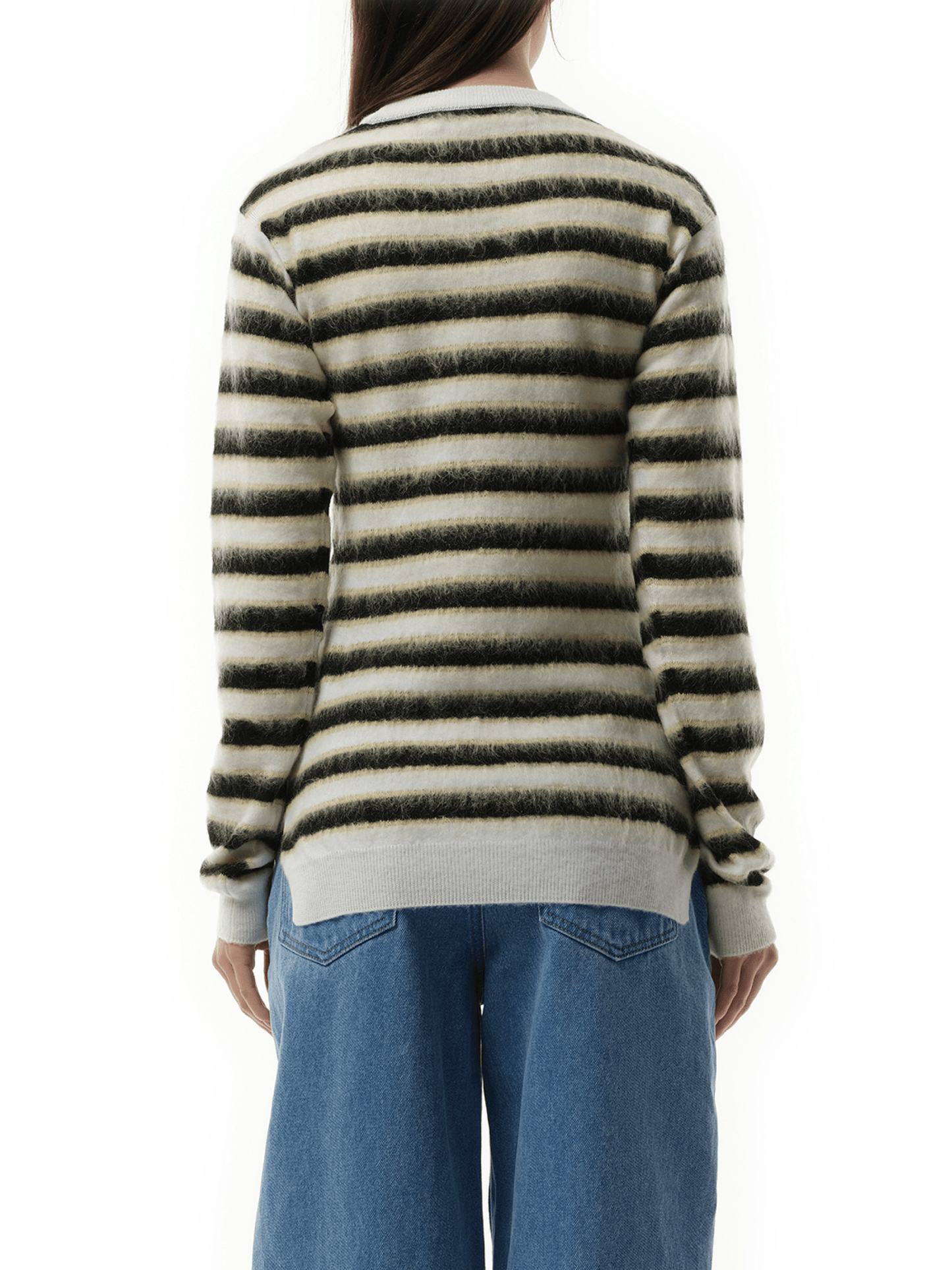 Mohair Stripe Sweater in Light Alabaster