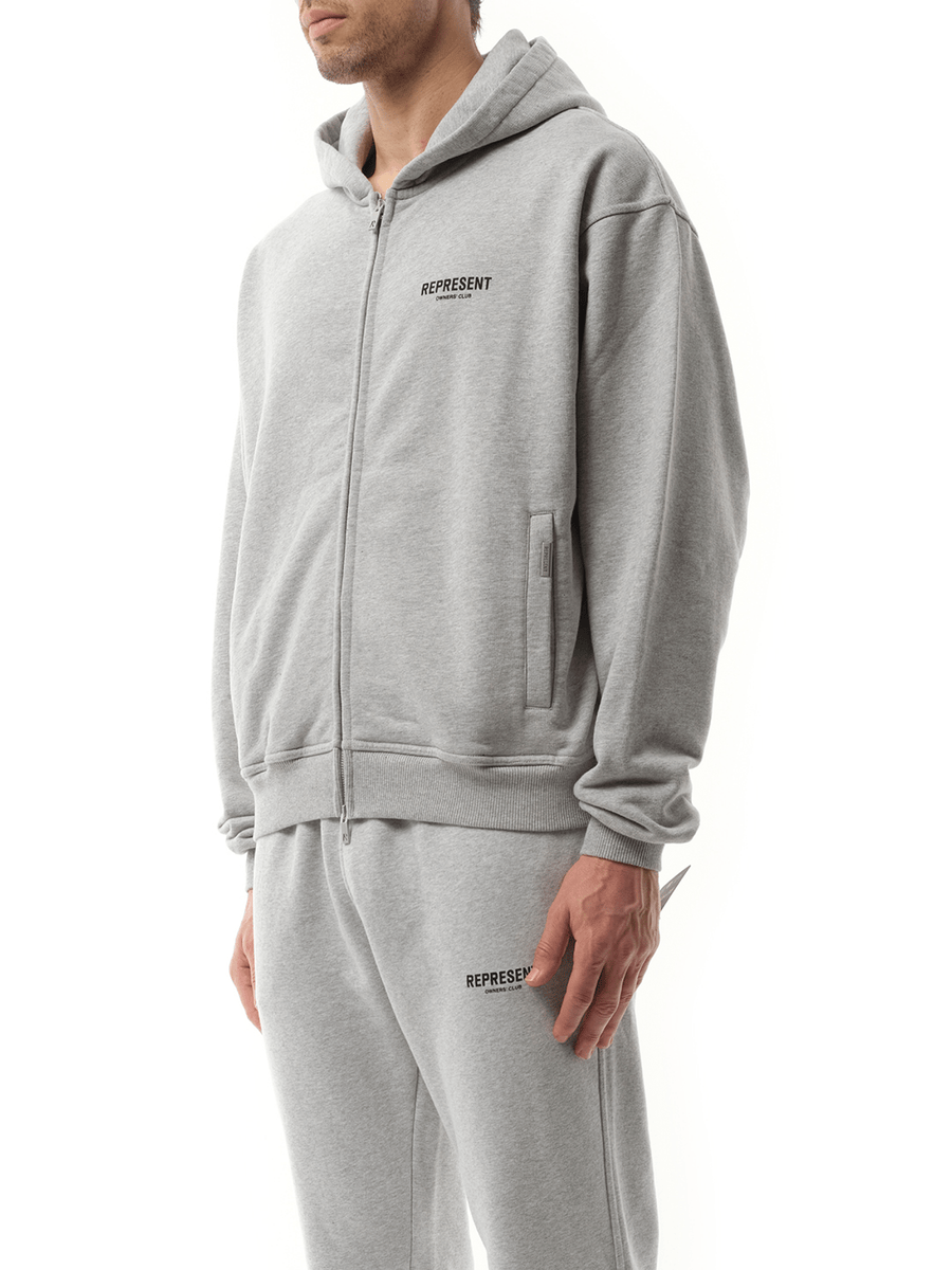 Represent Represent Owners Club Zip Hoodie in Ash Grey/Black
