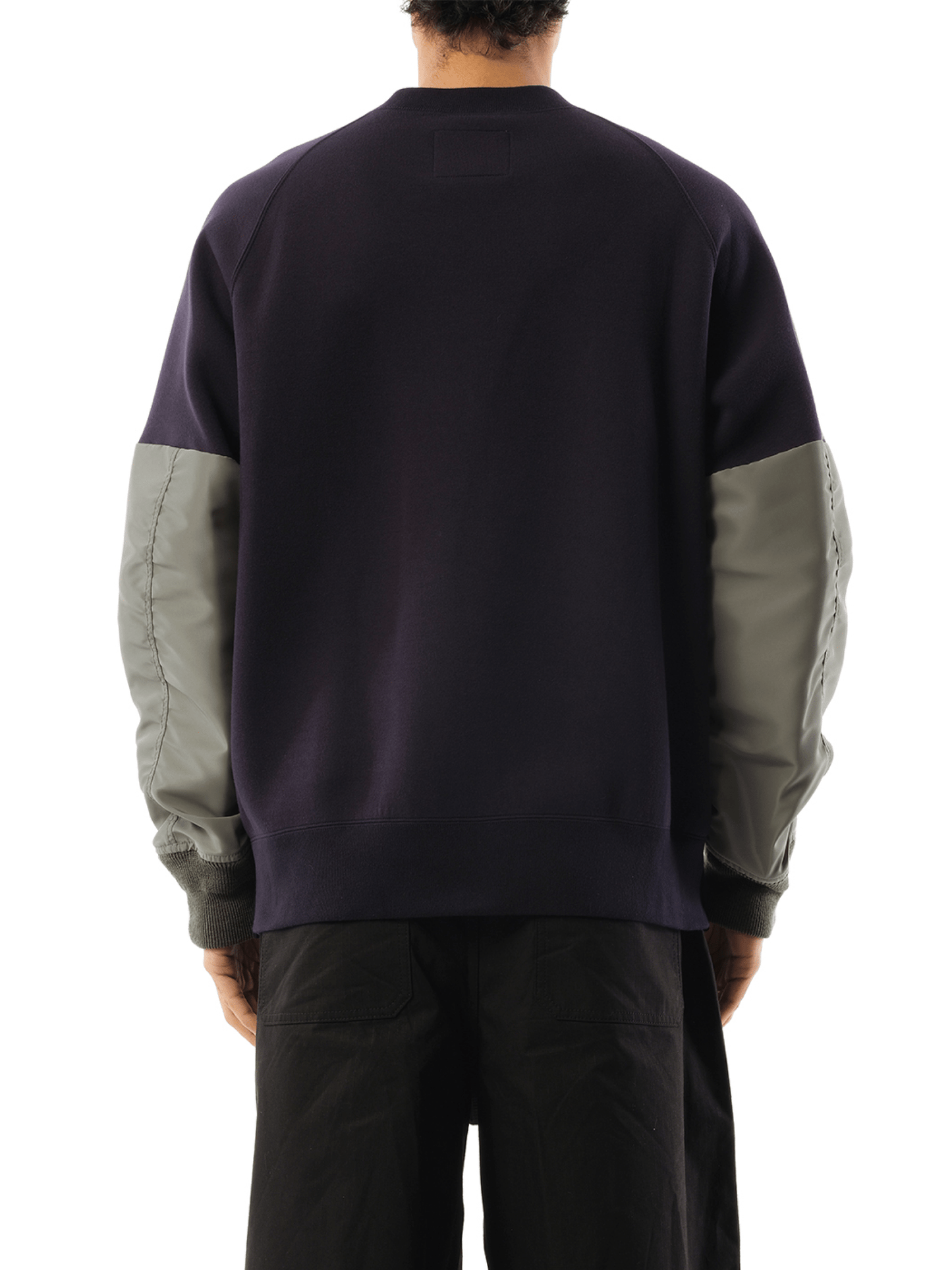 Nylon Twill x Sponge Sweatshirt in Navy/Khaki