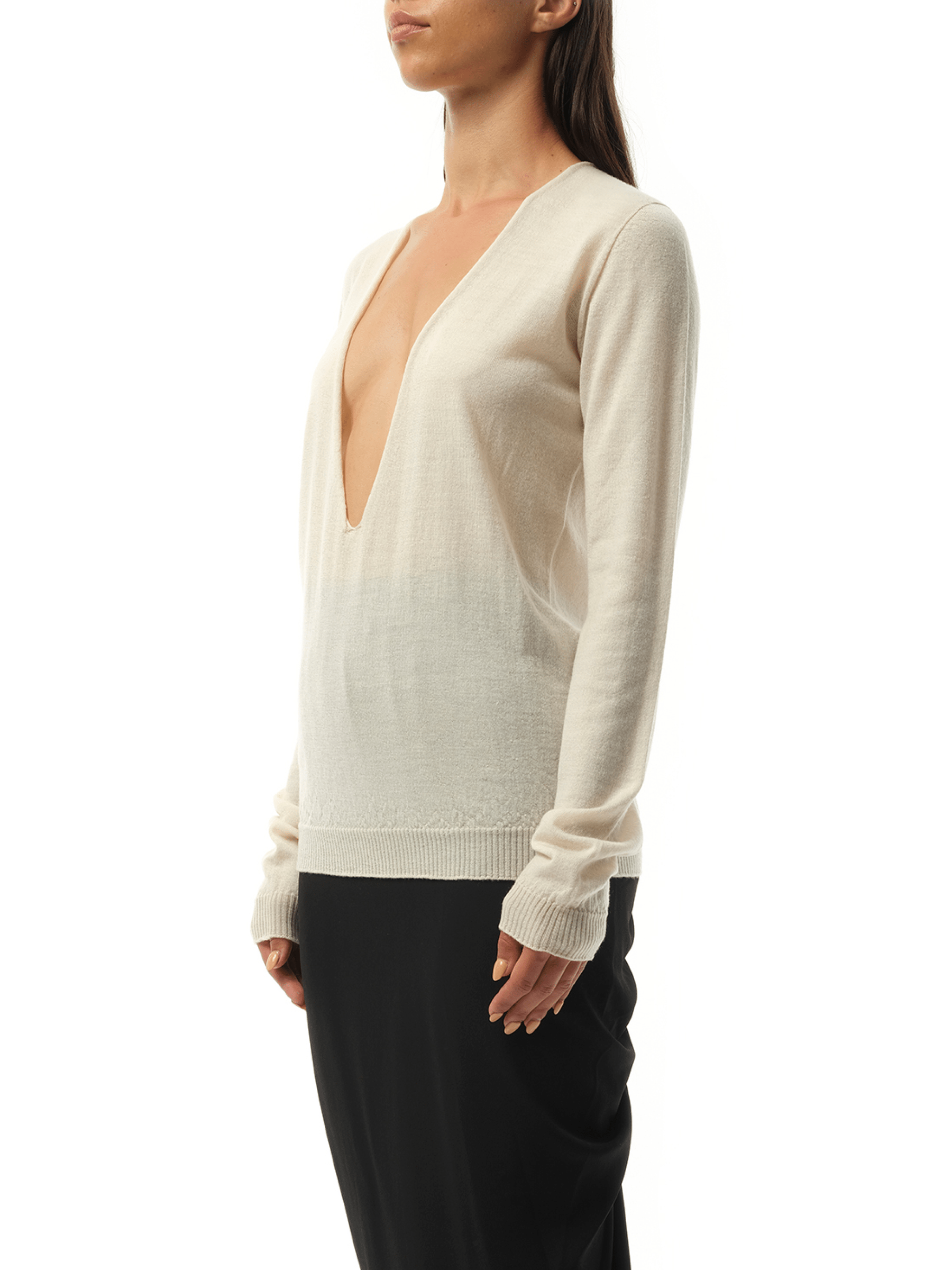 Rick Owens Extreme V Neck Pullover in Dinge