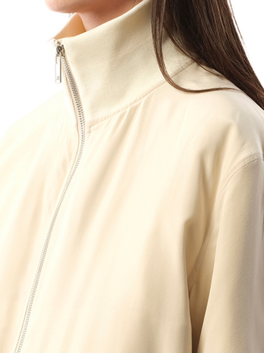 Silk Zip Bomber Jacket in Oat