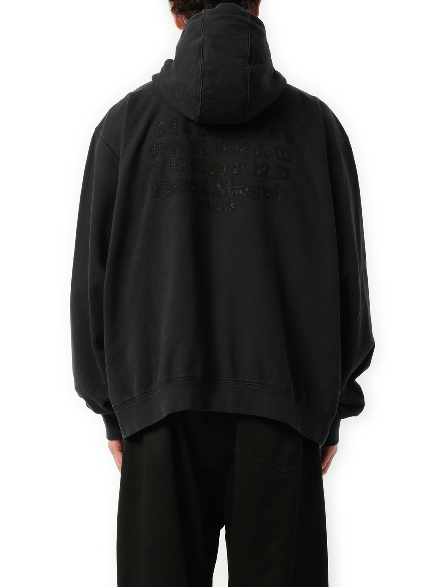 Memory of Logo Zip Up Hoodie in Washed Black
