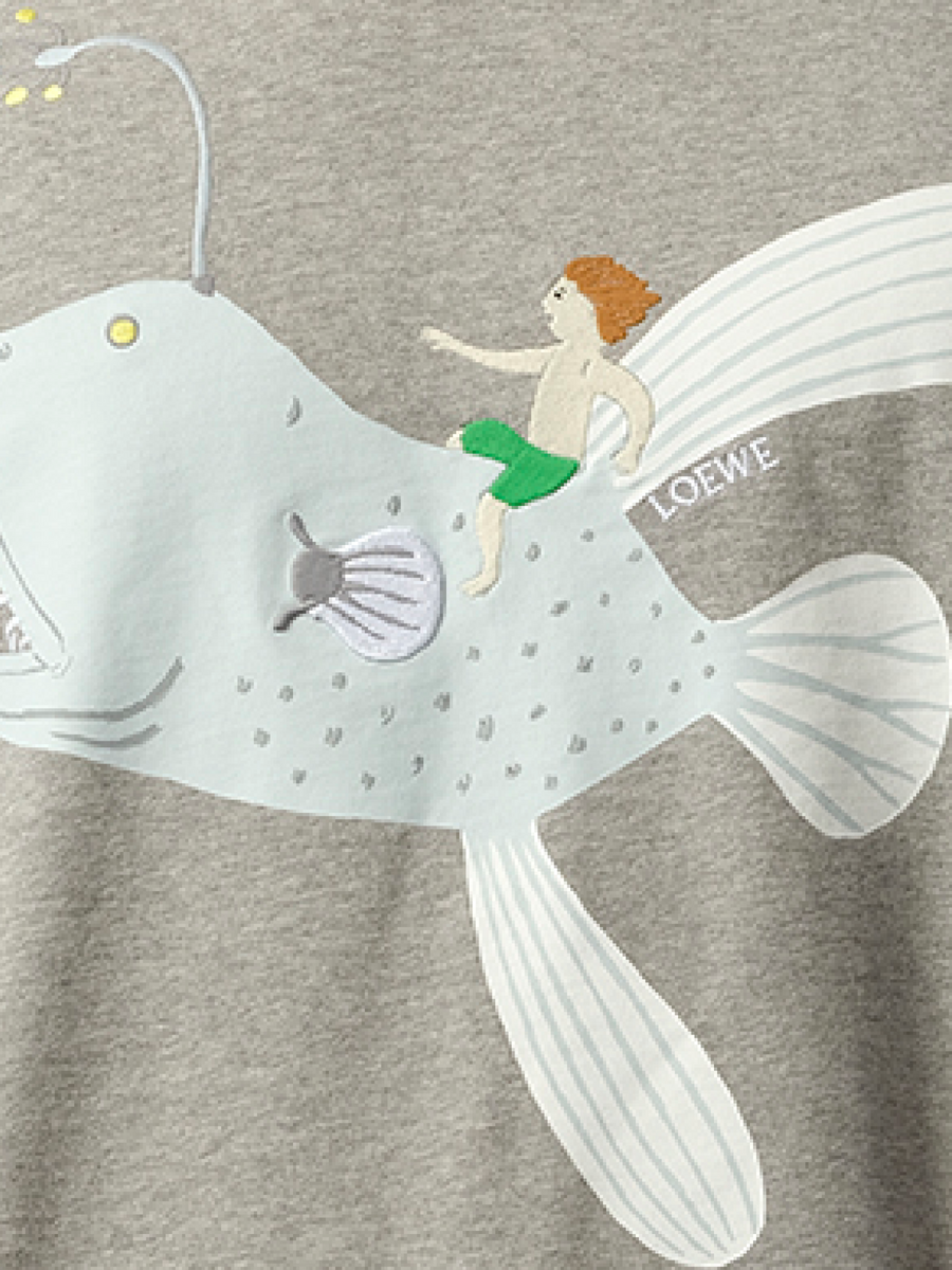 Loewe Suna Fujita Anglerfish T-Shirt in Grey Melange