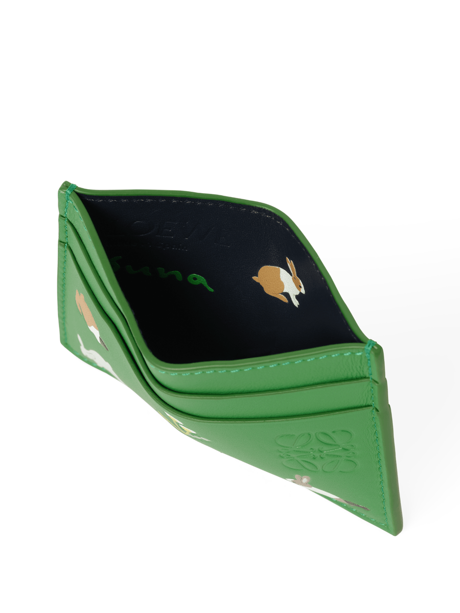 Loewe Bunnies Plain Cardholder in Tropical Green