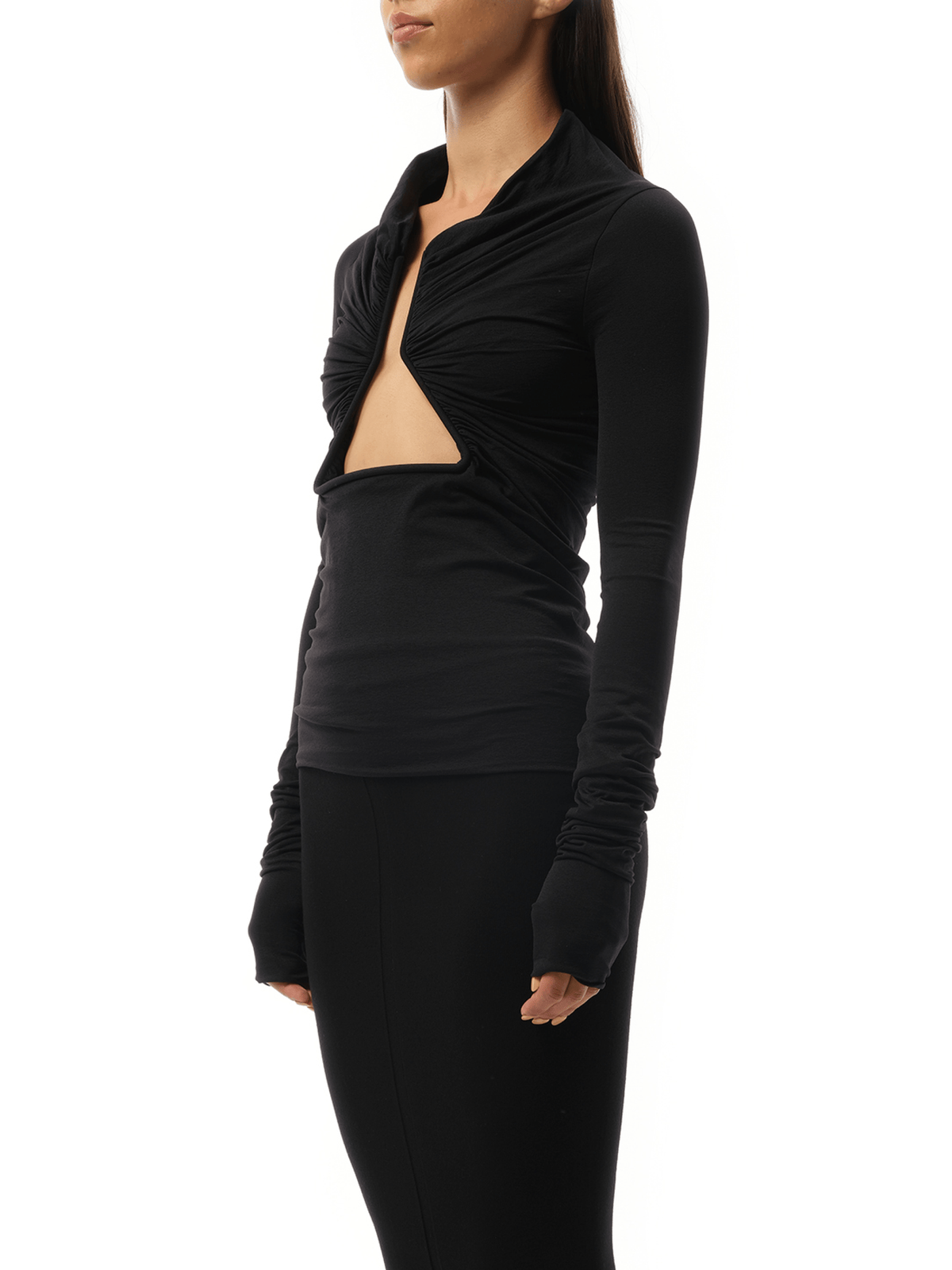 Rick Owens Jersey Long Sleeve Prong in Black