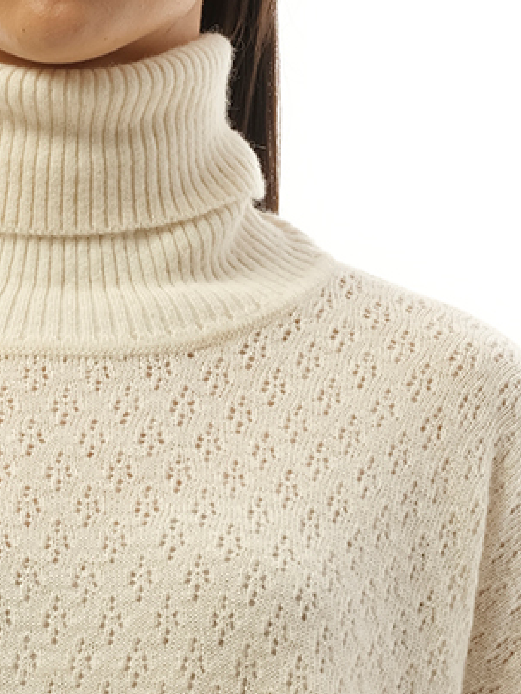 Chloe Fluffy Pointelle Sweater in Iconic Milk