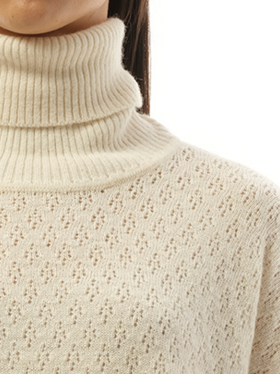 Chloe Fluffy Pointelle Sweater in Iconic Milk