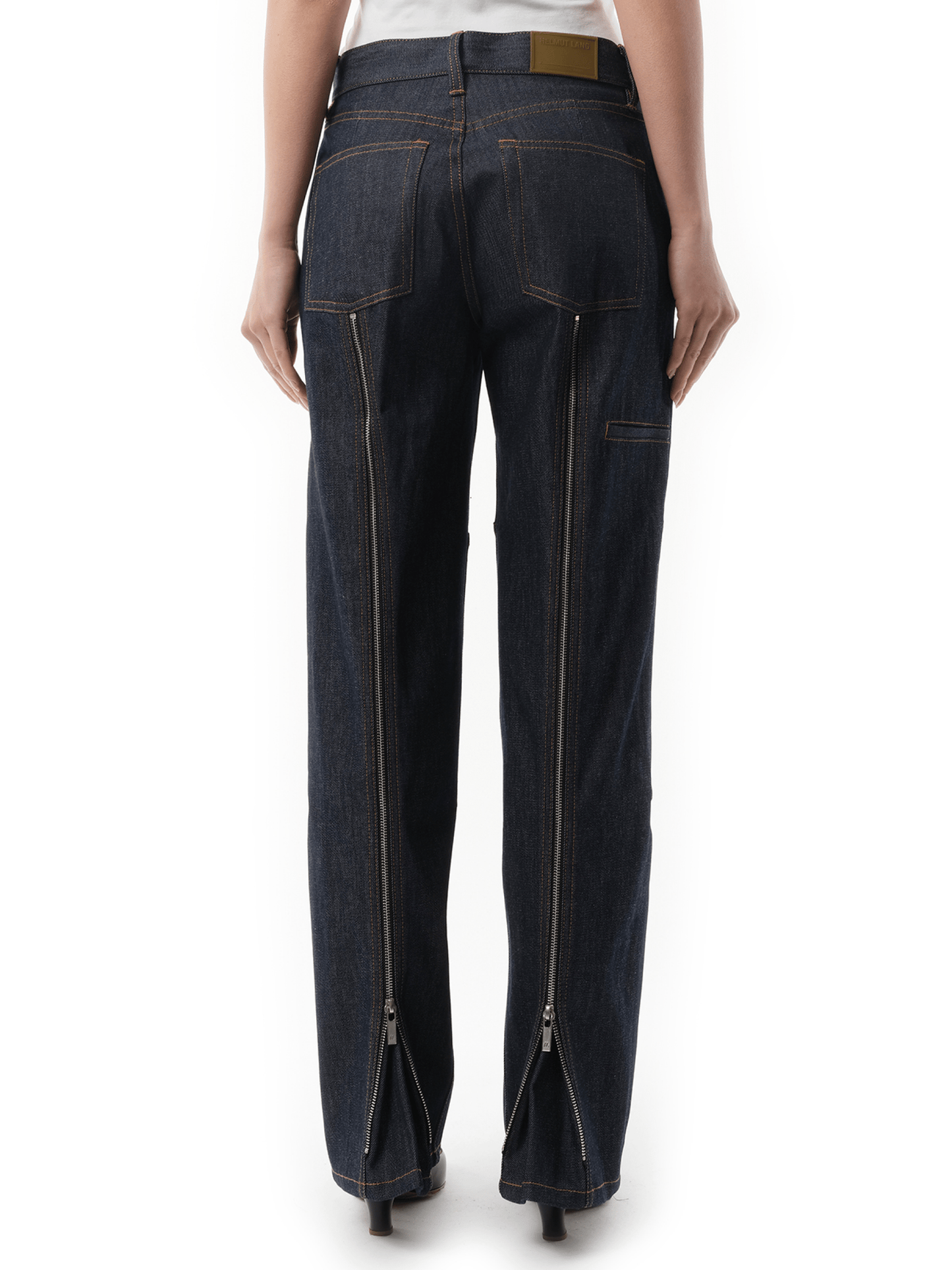 Women Zip Carpenter Jeans in Raw Indigo