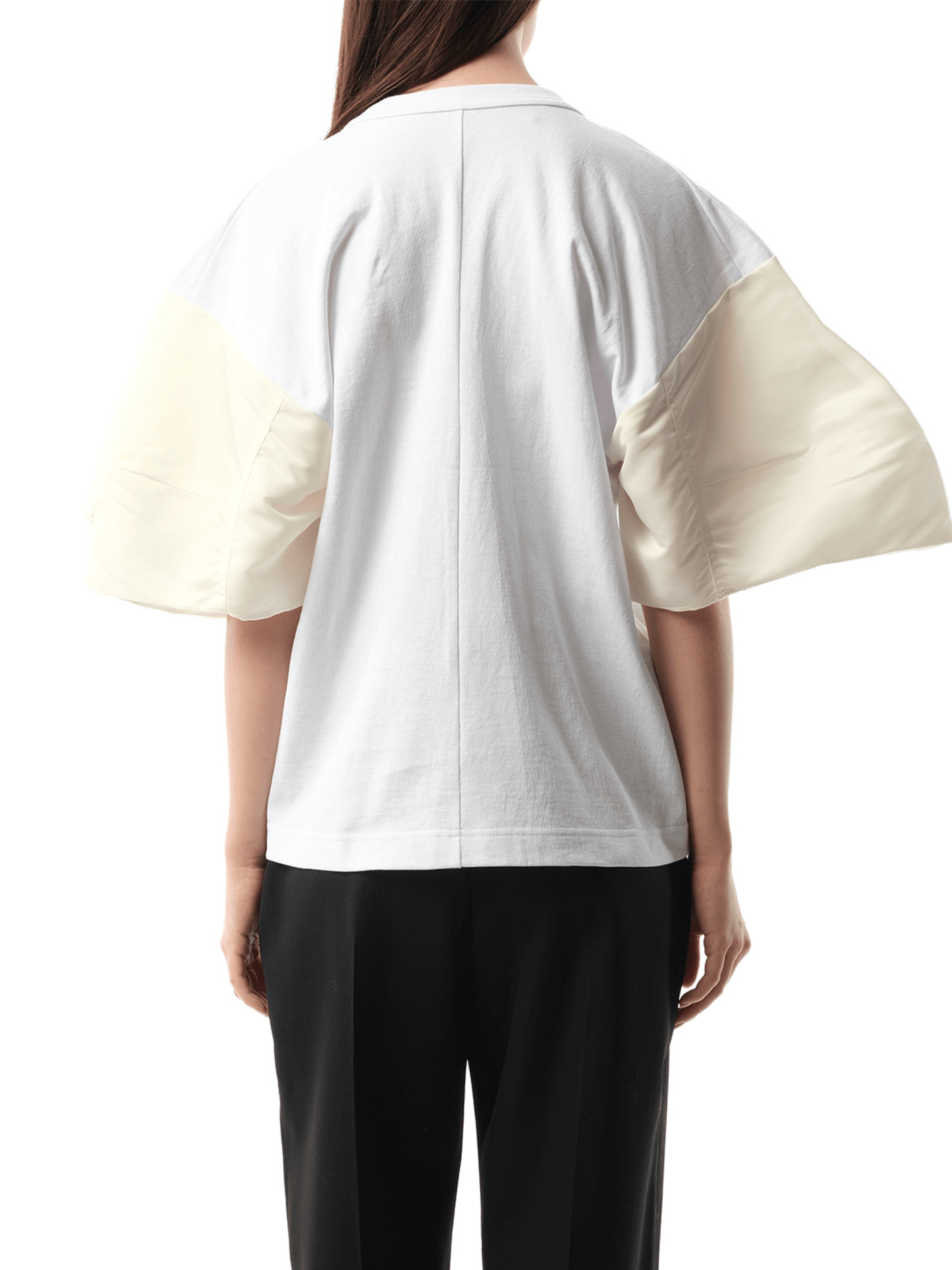 Nylon Twill Cotton Jersey T-Shirt in Off White
