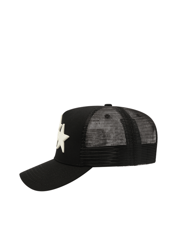 Amiri 3 Star Trucker Hat in Black/White