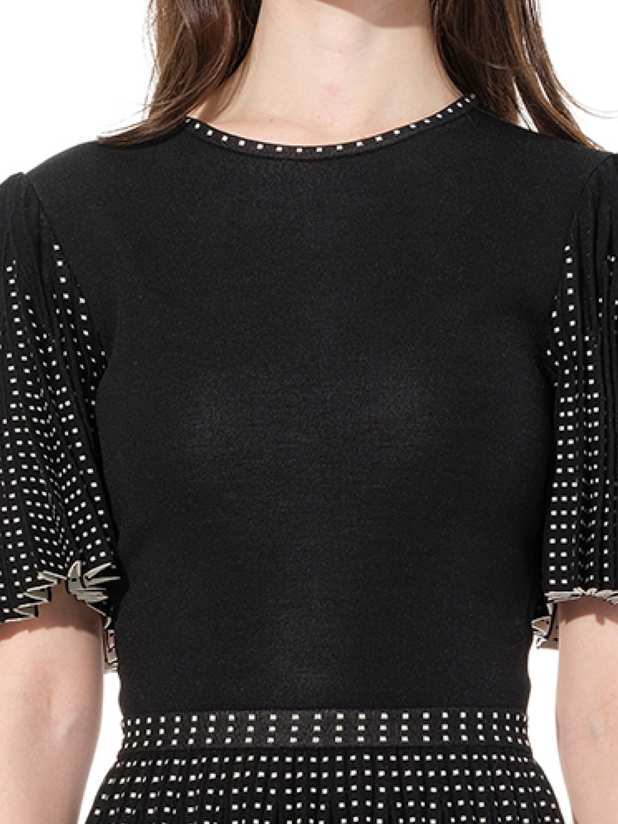 Knit Jacquard Dress in Black/White