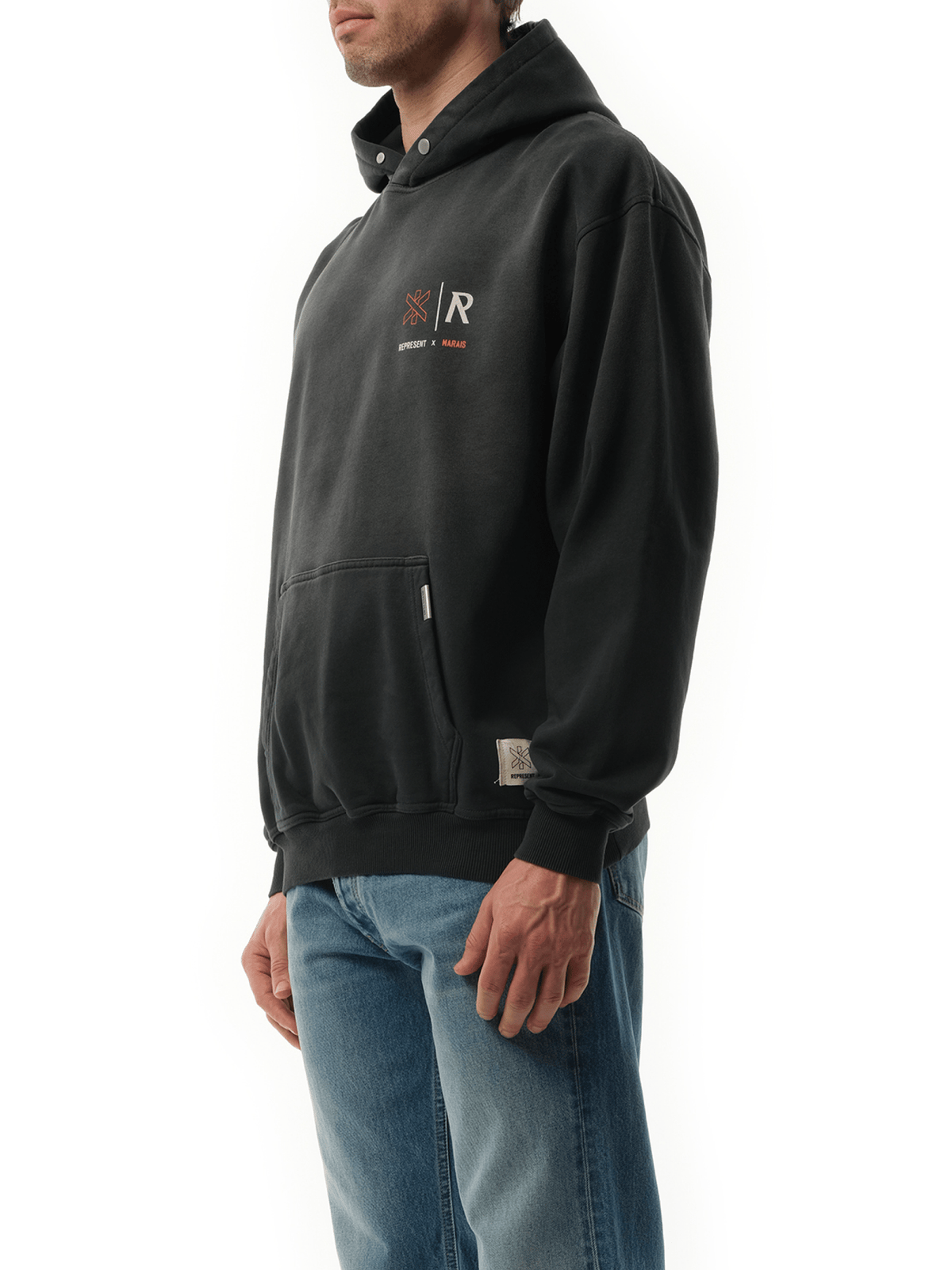 Represent x Marais 로고 락업 후디