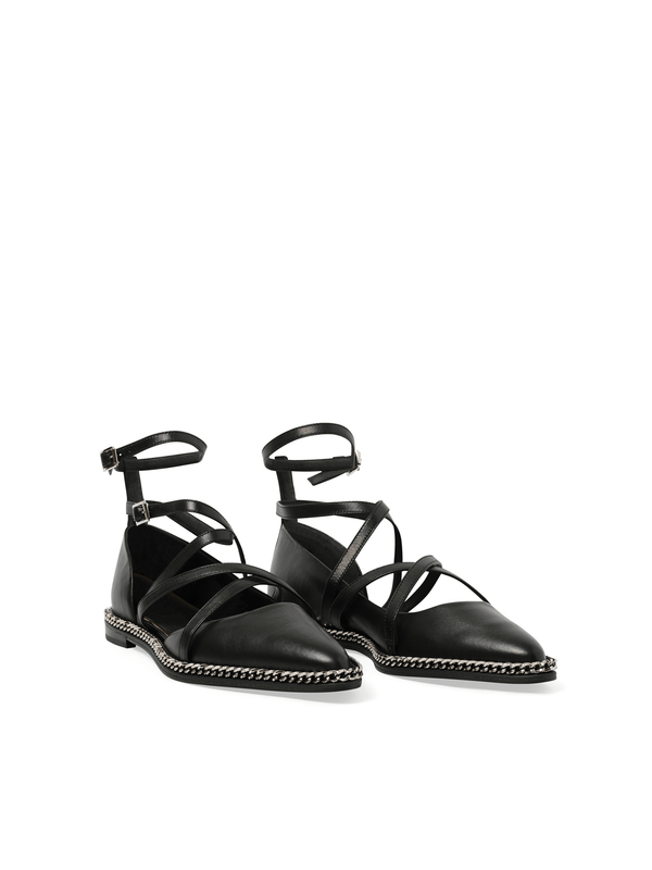Laced Ballerina in Black Front View | LANVIN