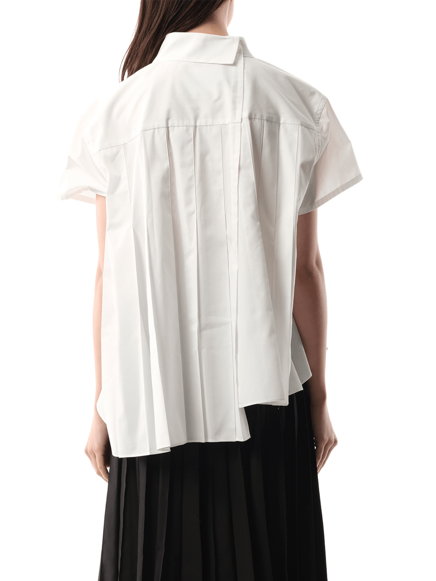 Asymmetric Cotton Poplin Shirt in Off White