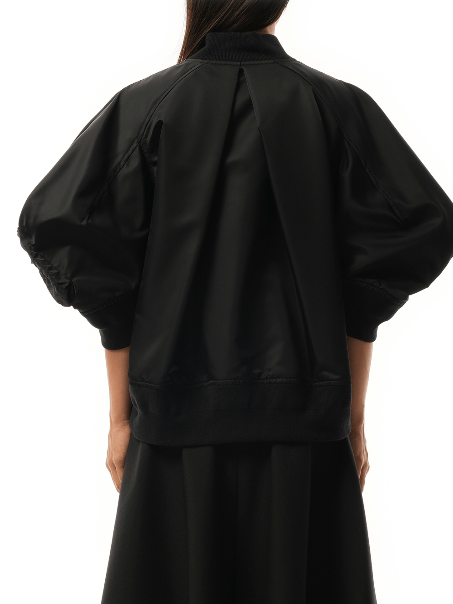 Sacai Nylon Twill Quarter Sleeve Blouson in Black
