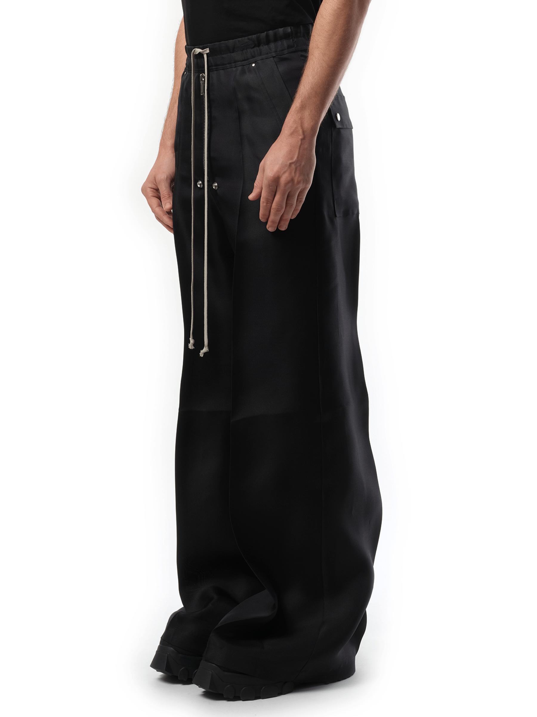 Rick Owens Silk Wide Bela Pants in Black