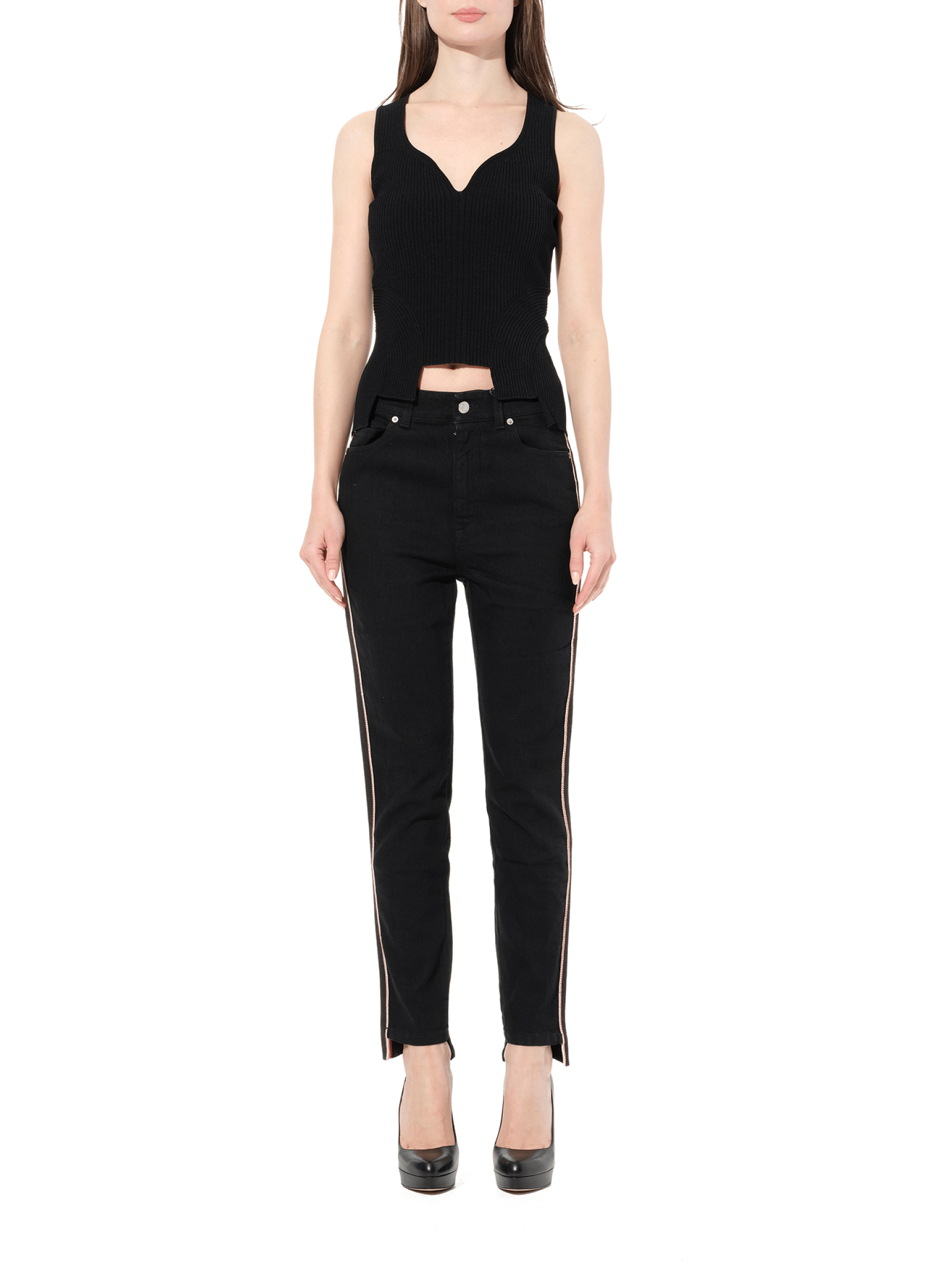 Emb Denim Jeans in Black