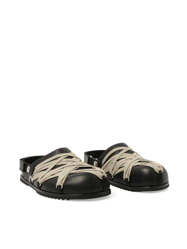 Megalaced Mule Granola in Black Front View | RICK OWENS