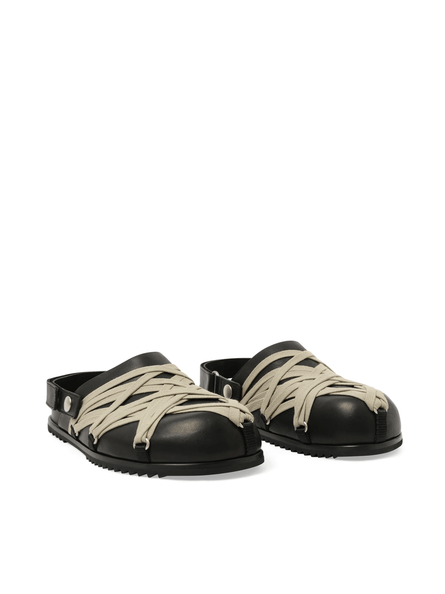 Megalaced Mule Granola in Black Front View | RICK OWENS